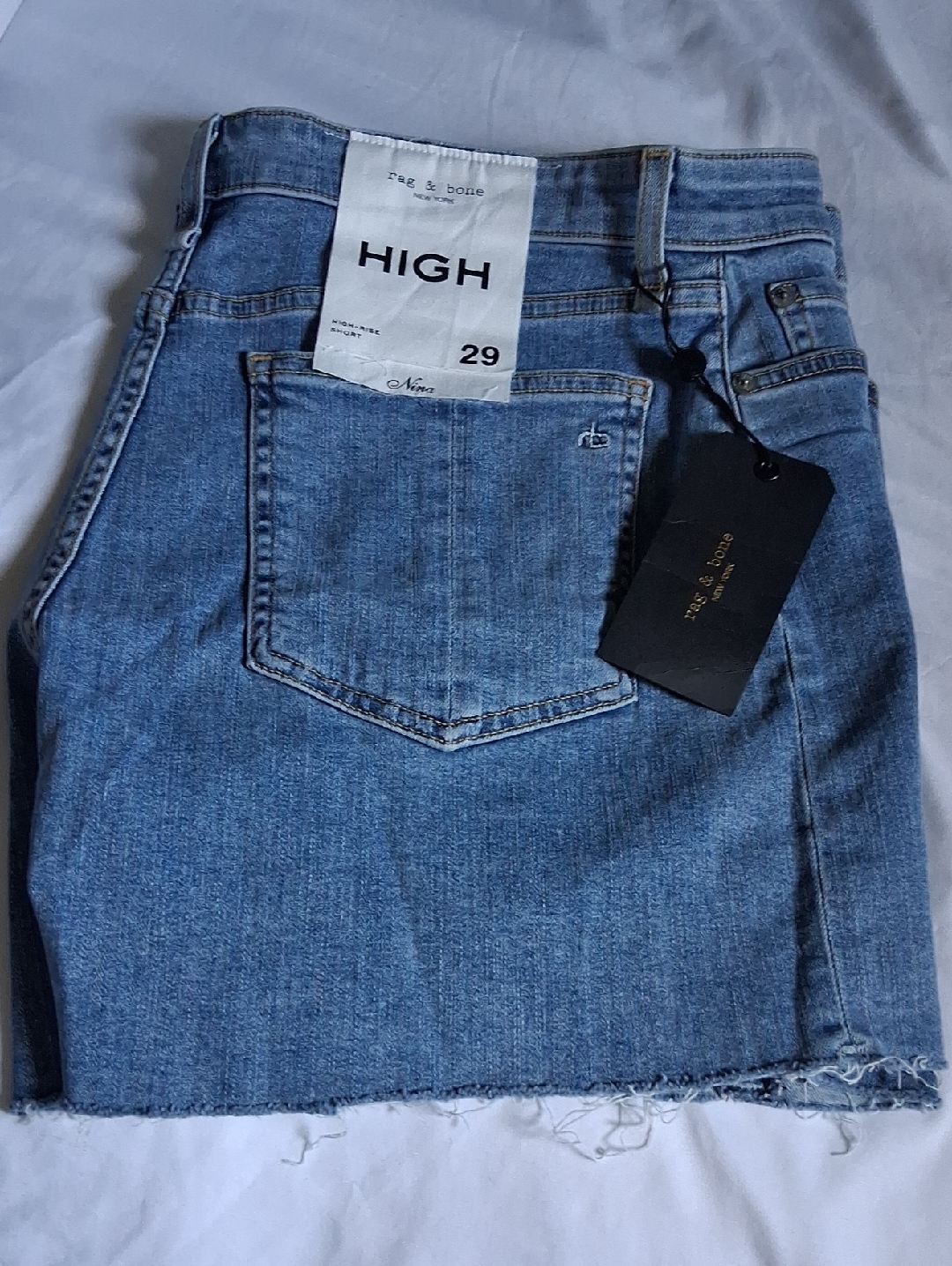 Rag & Bone High Rise Light Blue Denim Mini Skirt
